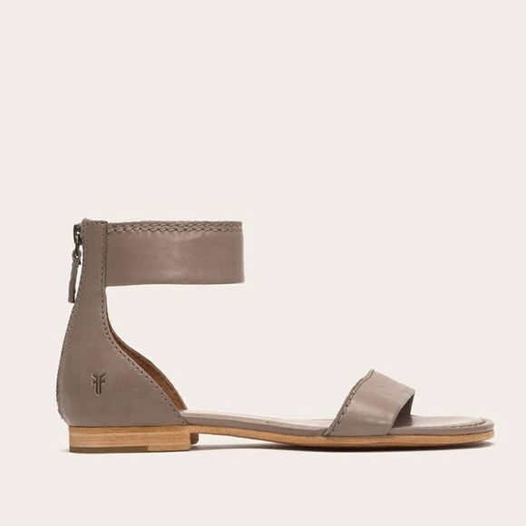FRYE Caslon Ankle Zip Sandal, size 8.5, Gray. - Picture 1 of 5